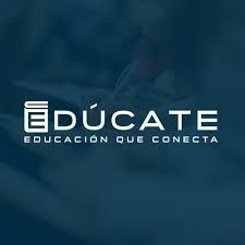 Logo of Éducate with the tagline 'Educación que conecta' on a blue background.