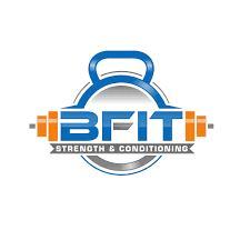 Logo of BFIT Strength & Conditioning with a kettlebell and a barbell.